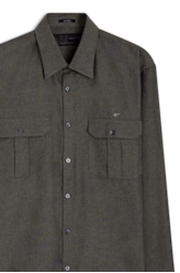 Camisa Wool Touch Chevron Over Tabaco