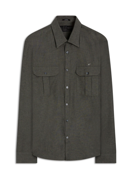 Camisa Wool Touch Chevron Over Tabaco