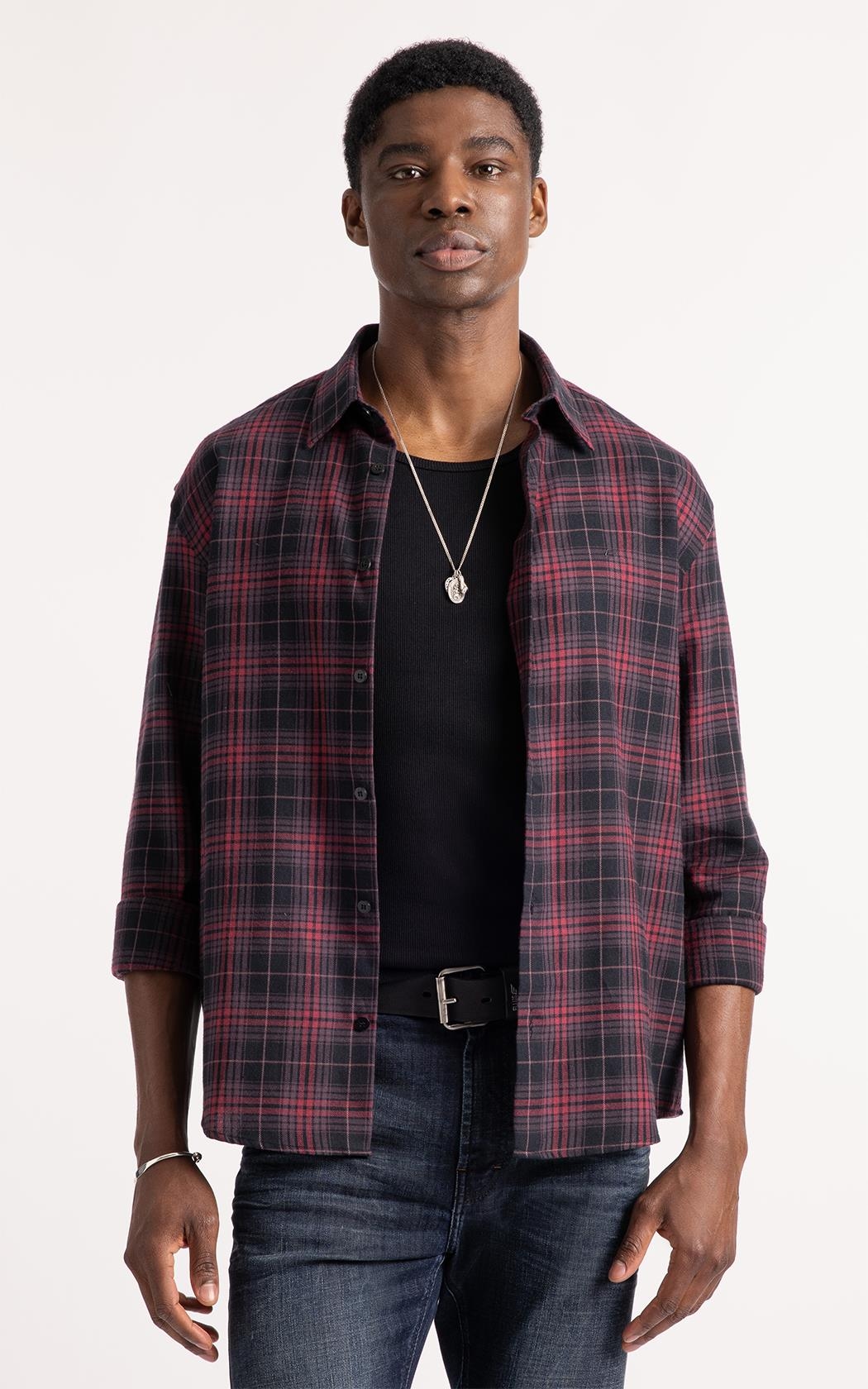 Camisa Xadrez Wool Touch Iceland Loose Irish Vinho