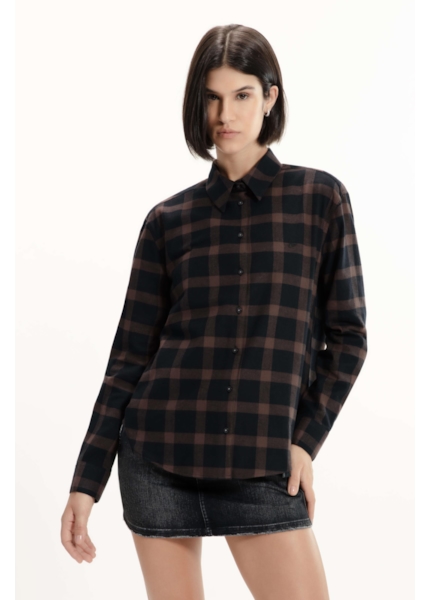 Camisa Wool Touch Over Boyish Marrom