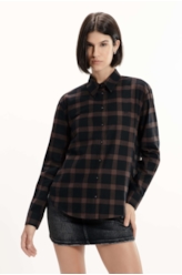 Camisa Wool Touch Over Boyish Marrom