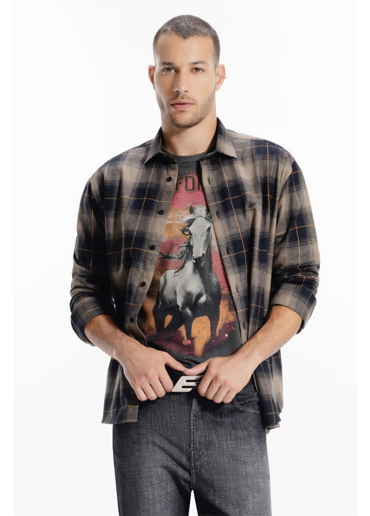 Camisa Wool Touch Verona Slim New Italian Caqui