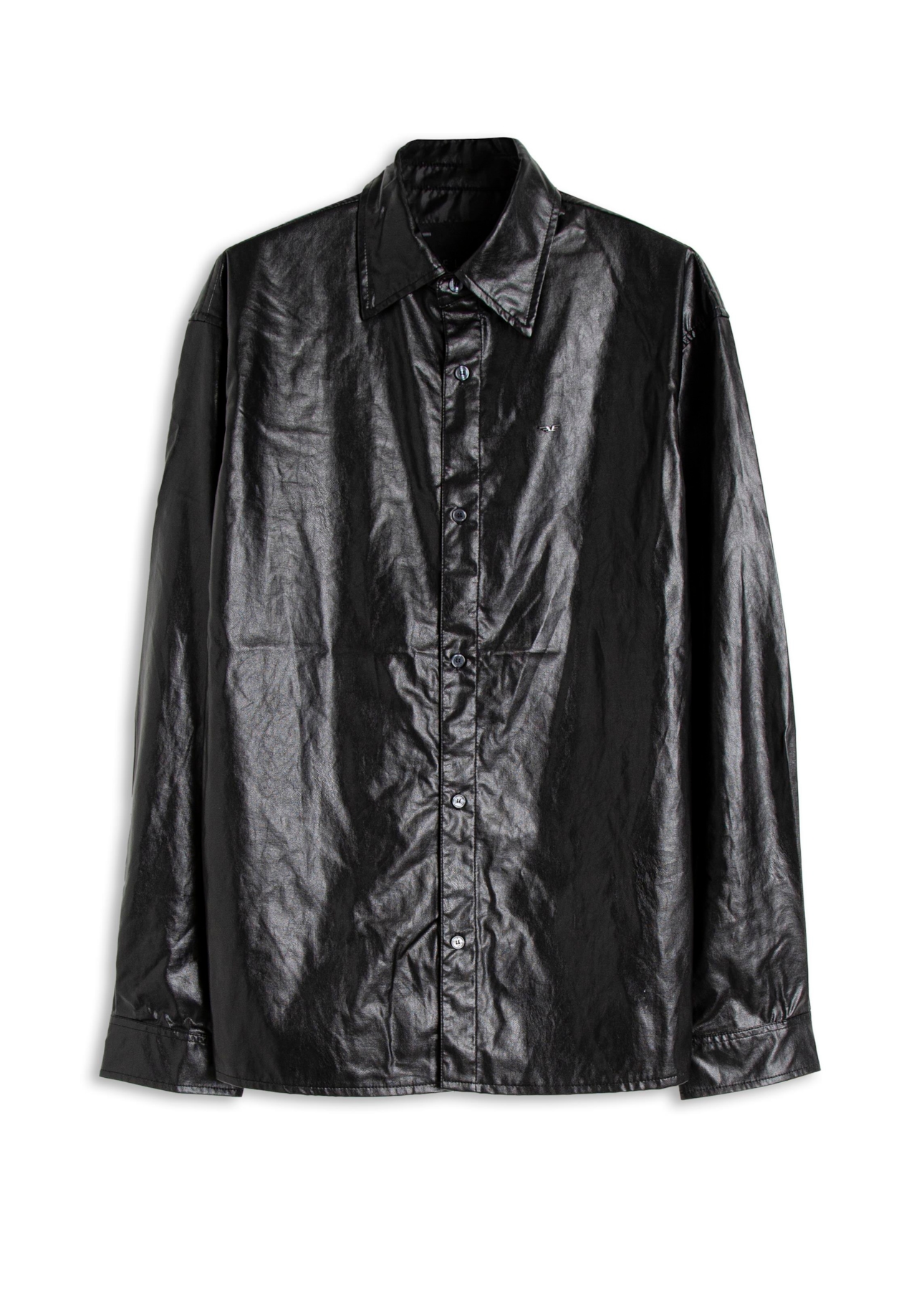 Camisa Wrinkle Overshirt Buttons Preto