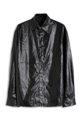 Camisa Wrinkle Overshirt Buttons Preto