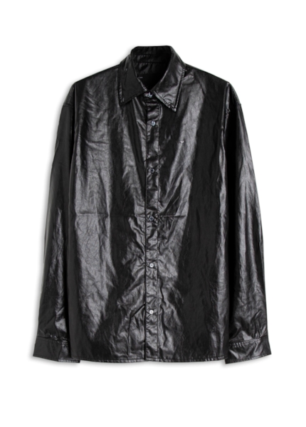 Camisa Wrinkle Overshirt Buttons Preto
