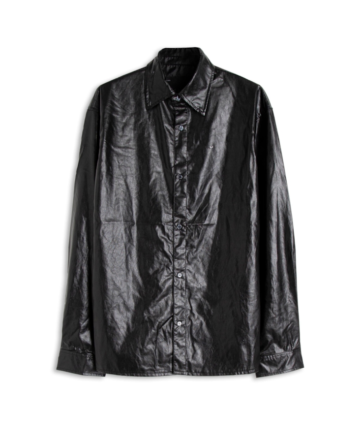 Camisa Wrinkle Overshirt Buttons Preto