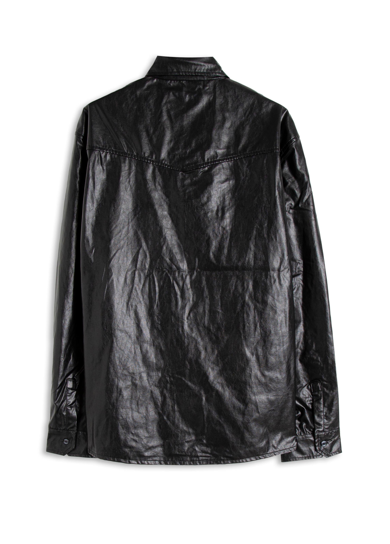 Camisa Wrinkle Overshirt Buttons Preto