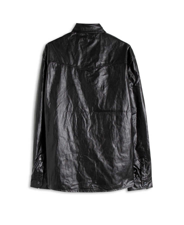 Camisa Wrinkle Overshirt Buttons Preto