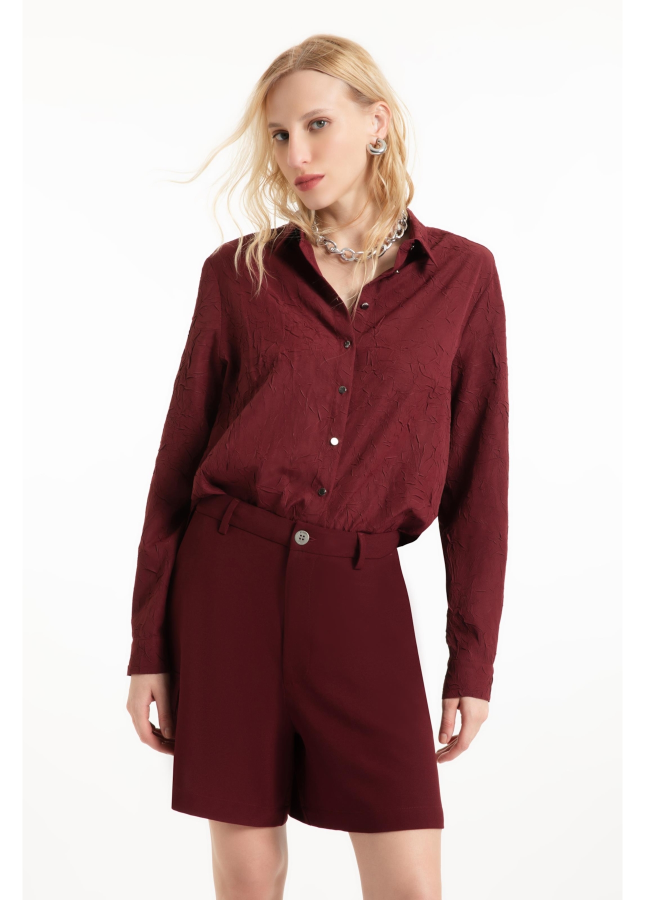 Camisa Wrinkled Classic Bordeaux