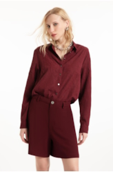Camisa Wrinkled Classic Bordeaux