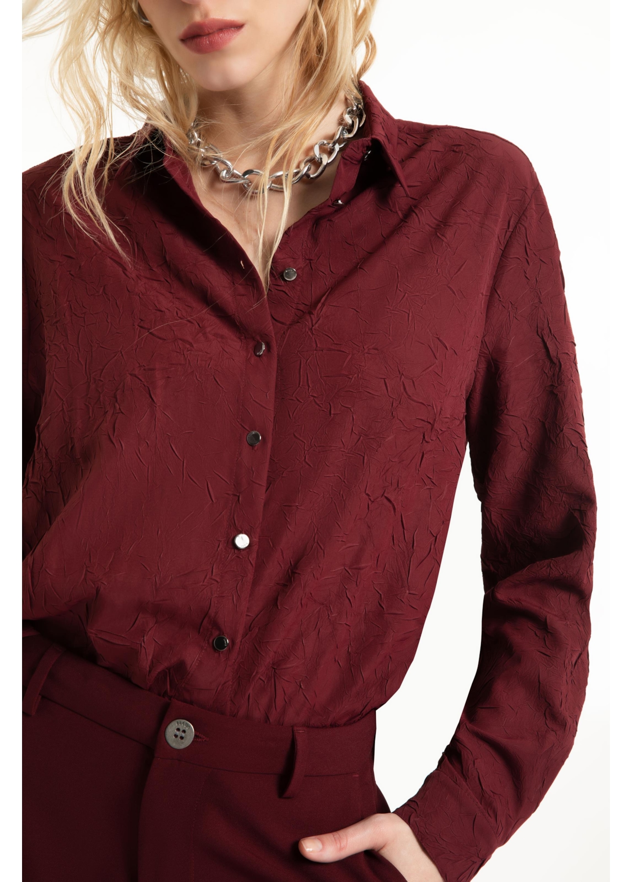 Camisa Wrinkled Classic Bordeaux