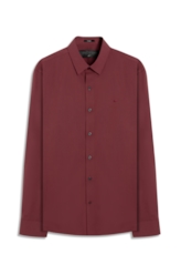 Camisa Wrinkled Cotton Slim Bordeaux