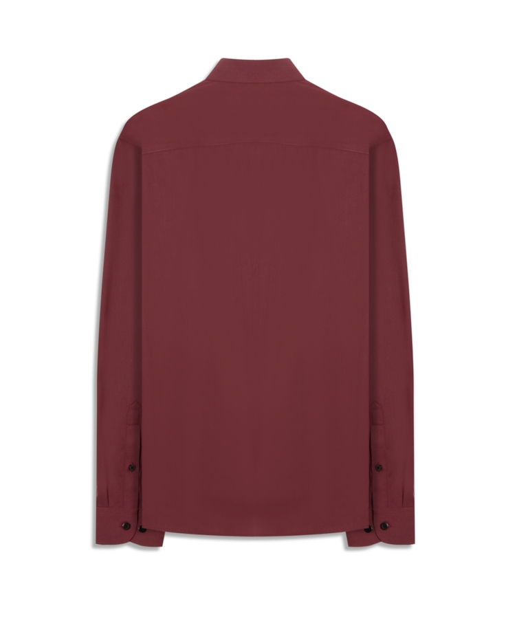 Camisa Wrinkled Cotton Slim Bordeaux