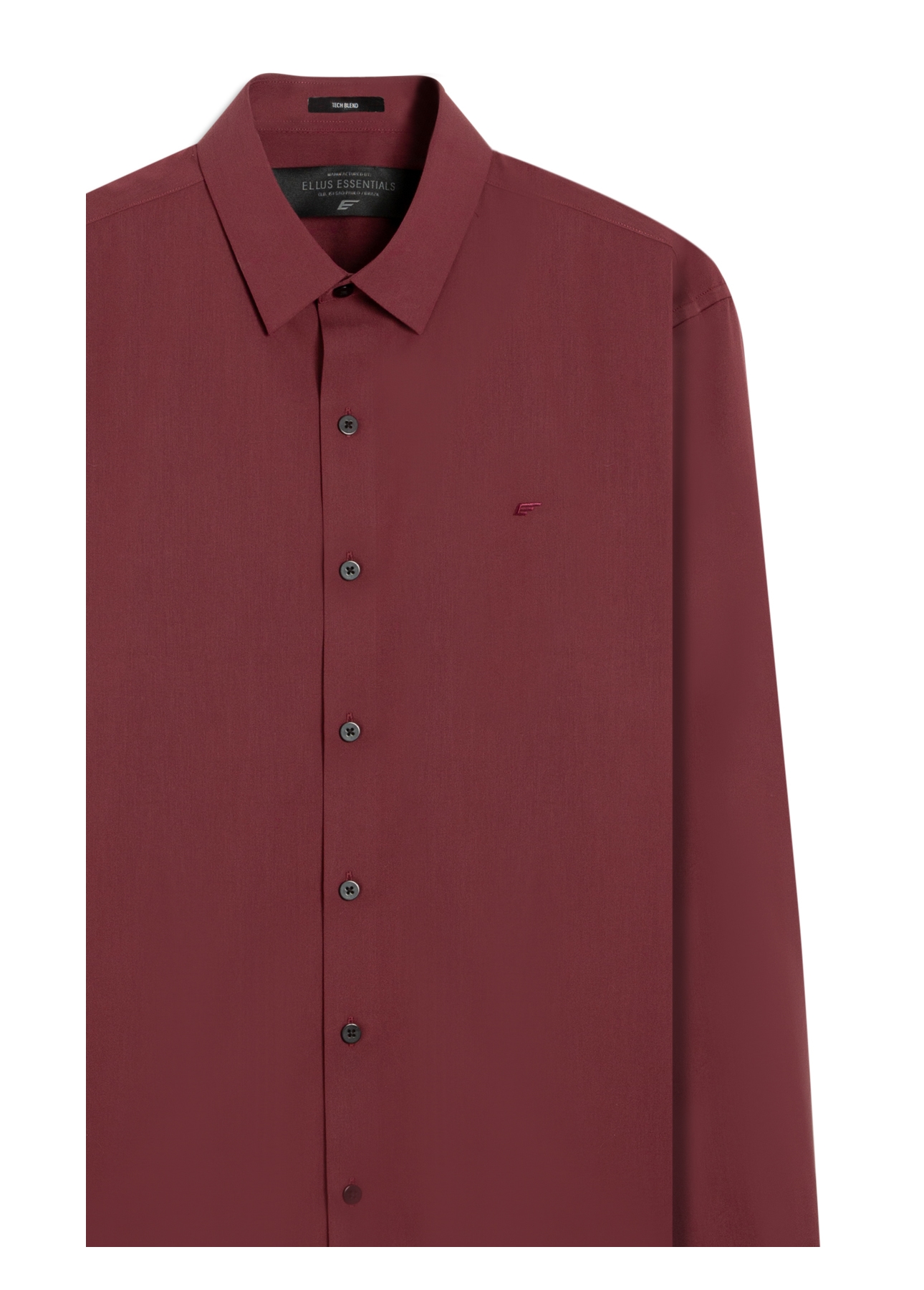 Camisa Wrinkled Cotton Slim Bordeaux