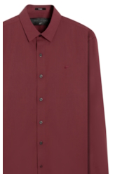 Camisa Wrinkled Cotton Slim Bordeaux