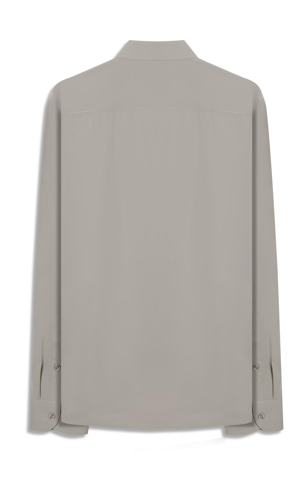 Camisa Wrinkled Cotton Slim Cinza