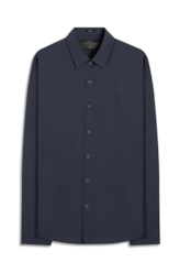 Camisa Wrinkled Cotton Slim Dark Navy