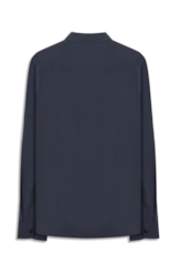 Camisa Wrinkled Cotton Slim Dark Navy