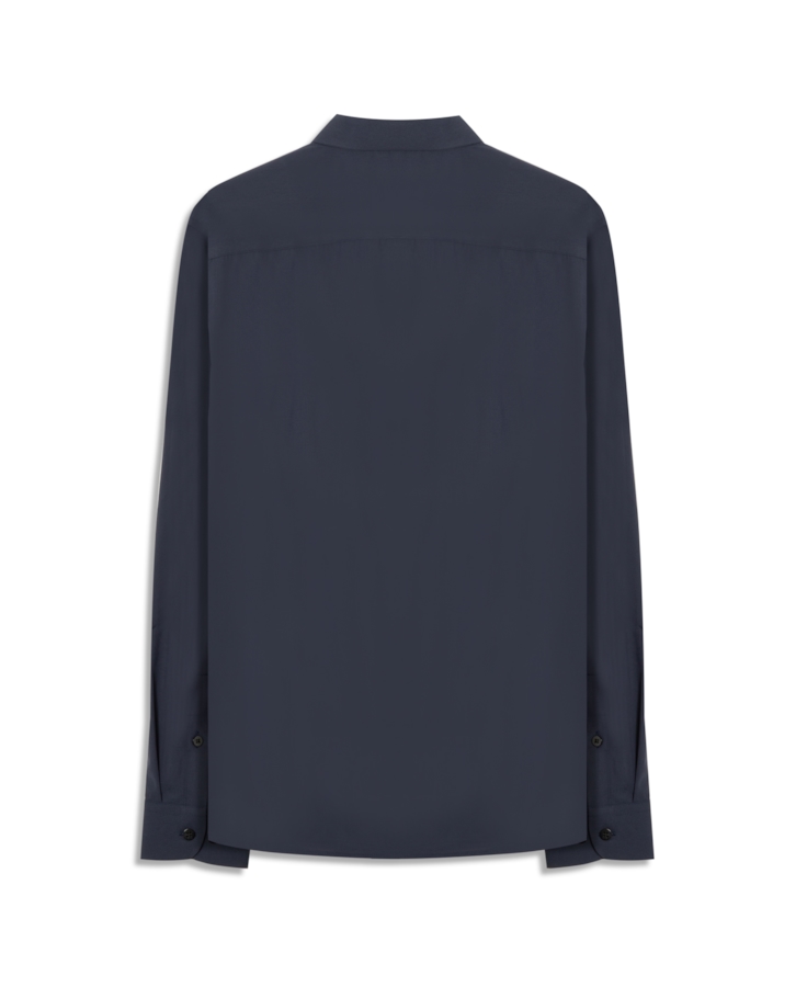 Camisa Wrinkled Cotton Slim Dark Navy