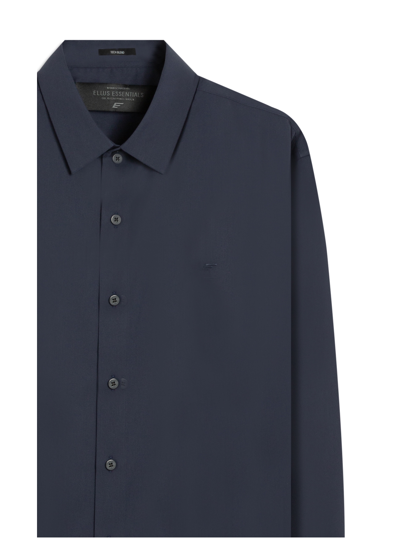 Camisa Wrinkled Cotton Slim Dark Navy