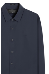 Camisa Wrinkled Cotton Slim Dark Navy