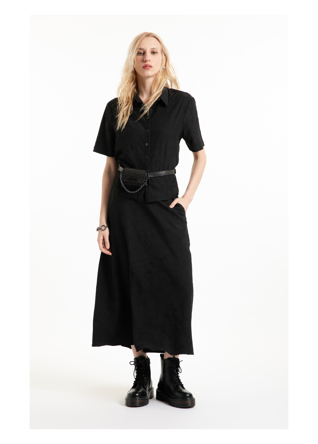 Camisa Wrinkled Petit Preto