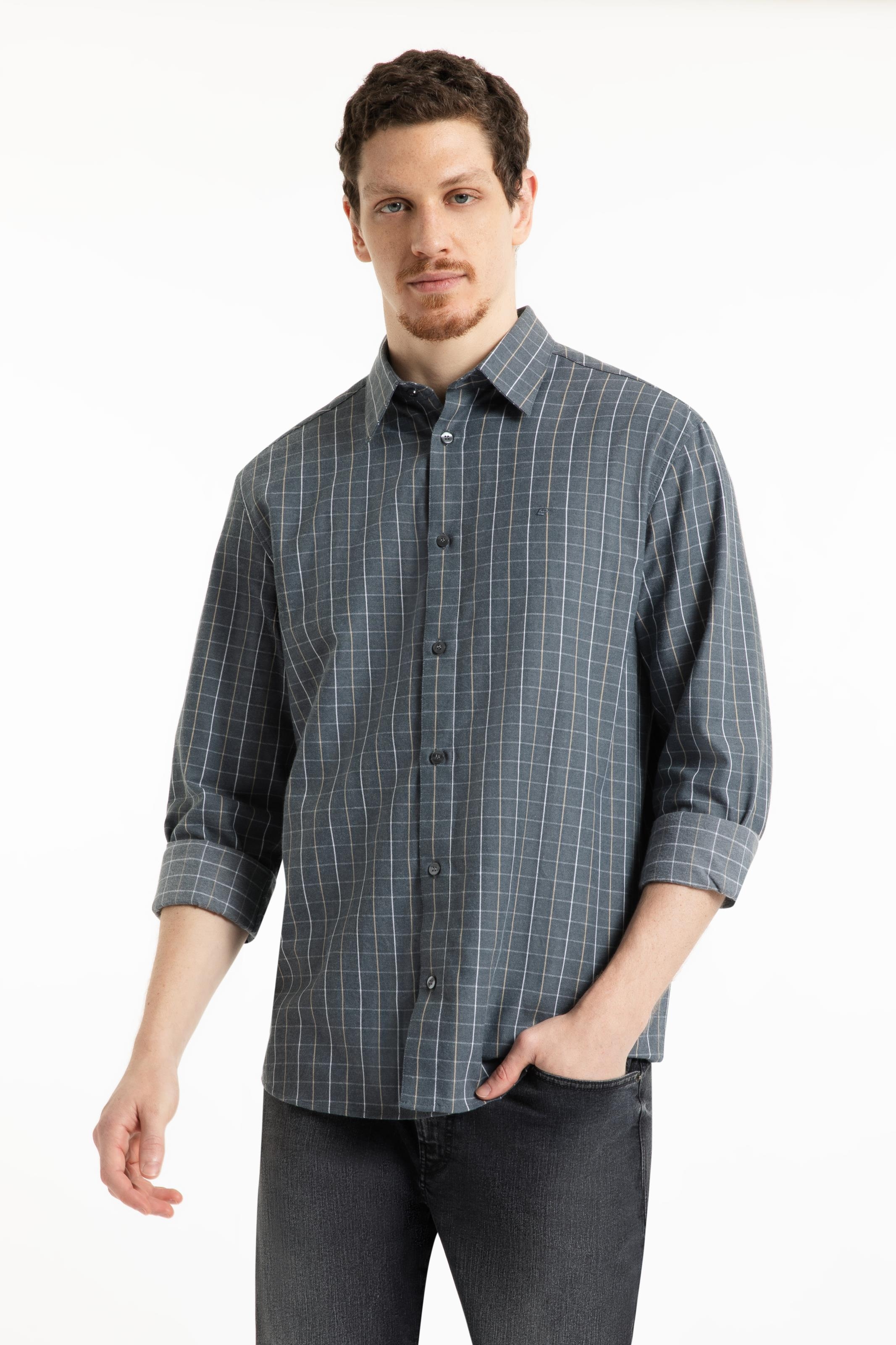 Camisa Xadez Wool Touch Ross Irish Cinza Camisa Xadez Wool Touch Ross Irish Cinza