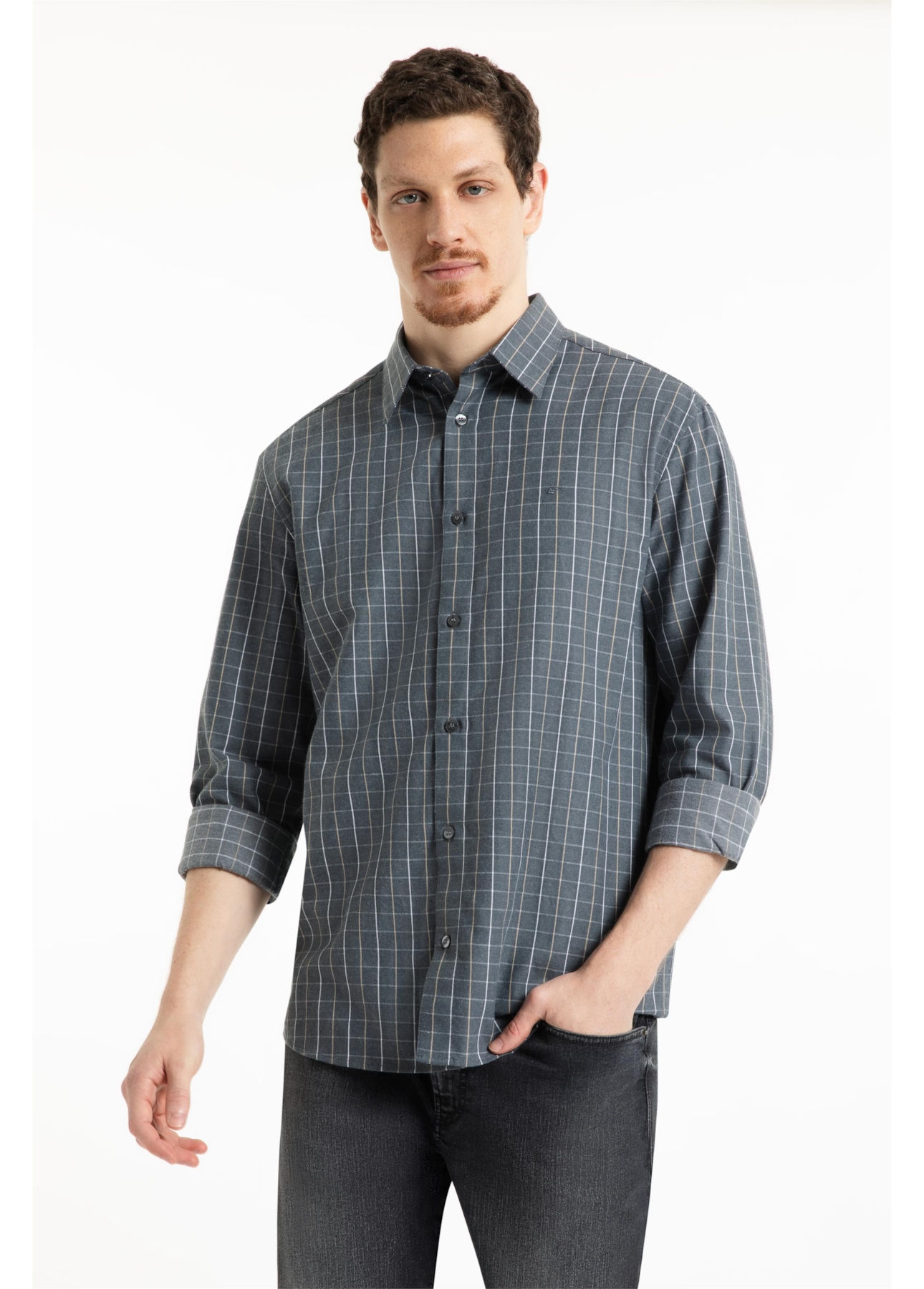 Camisa Xadez Wool Touch Ross Irish Cinza