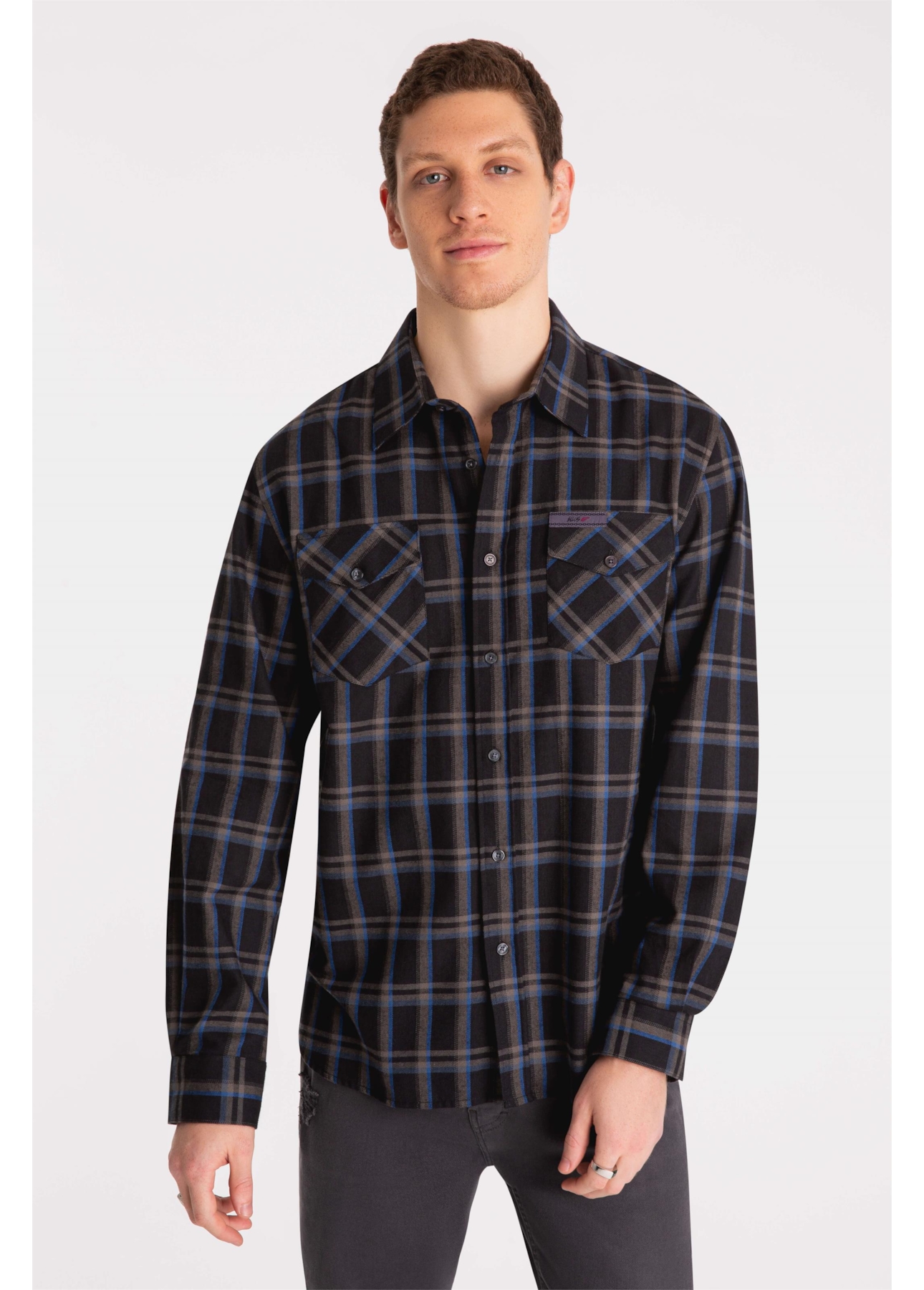 Camisa Xadrez Atlantic Plaid Cinza