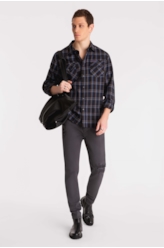 Camisa Xadrez Atlantic Plaid Cinza