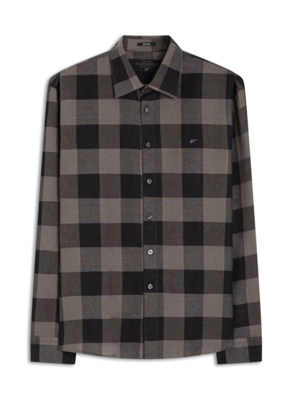 Camisa Xadrez Linen Blend Ocean Plaid Cinza