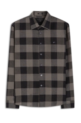Camisa Xadrez Linen Blend Ocean Plaid Cinza