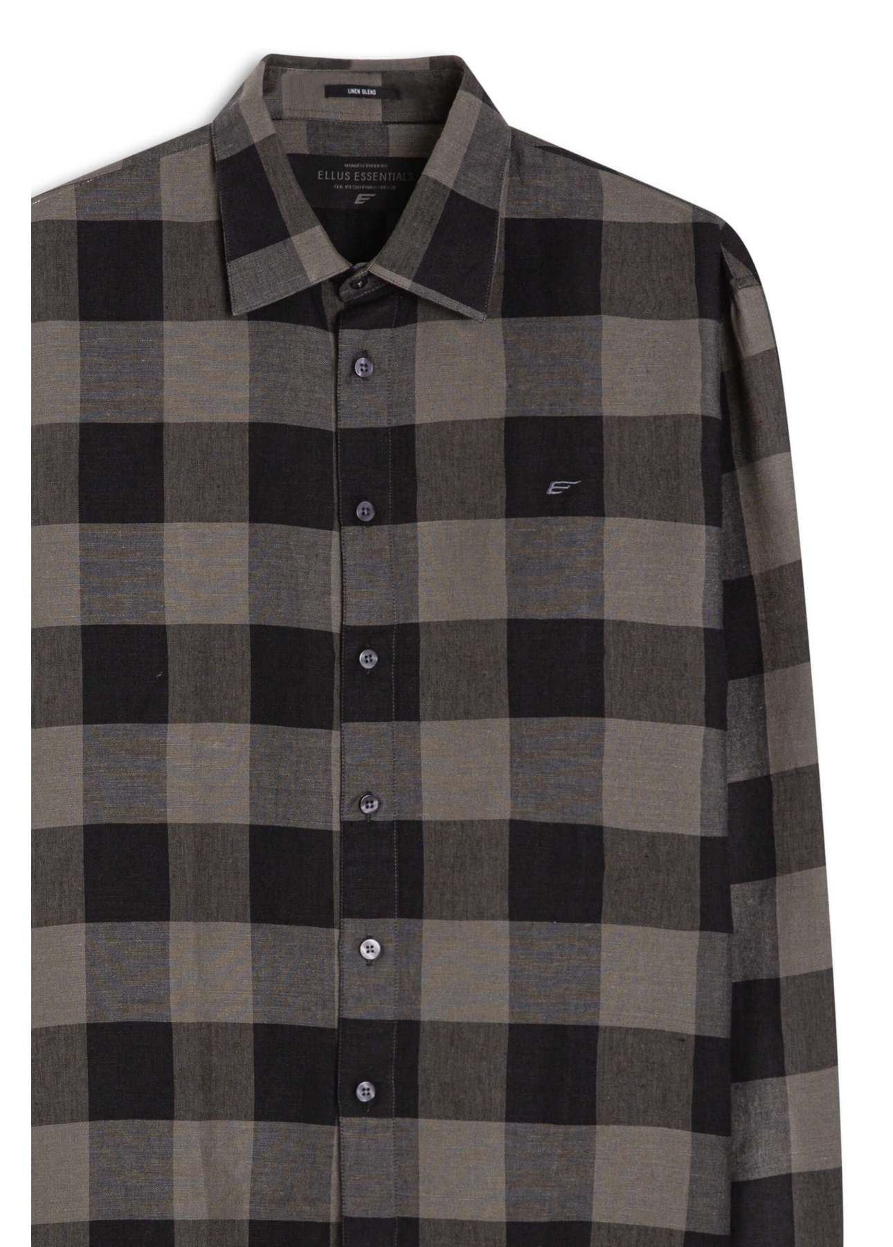Camisa Xadrez Linen Blend Ocean Plaid Cinza