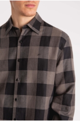 Camisa Xadrez Linen Blend Ocean Plaid Cinza