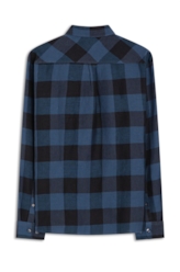 Camisa Xadrez Linen Blend Ocean Plaid Royal