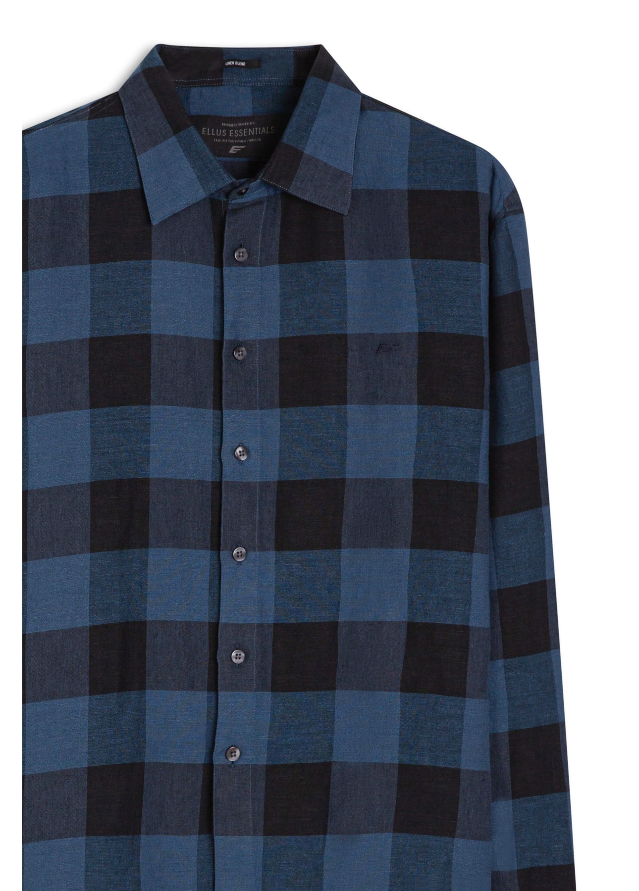Camisa Xadrez Linen Blend Ocean Plaid Royal