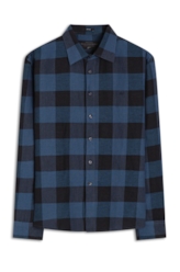 Camisa Xadrez Linen Blend Ocean Plaid Royal