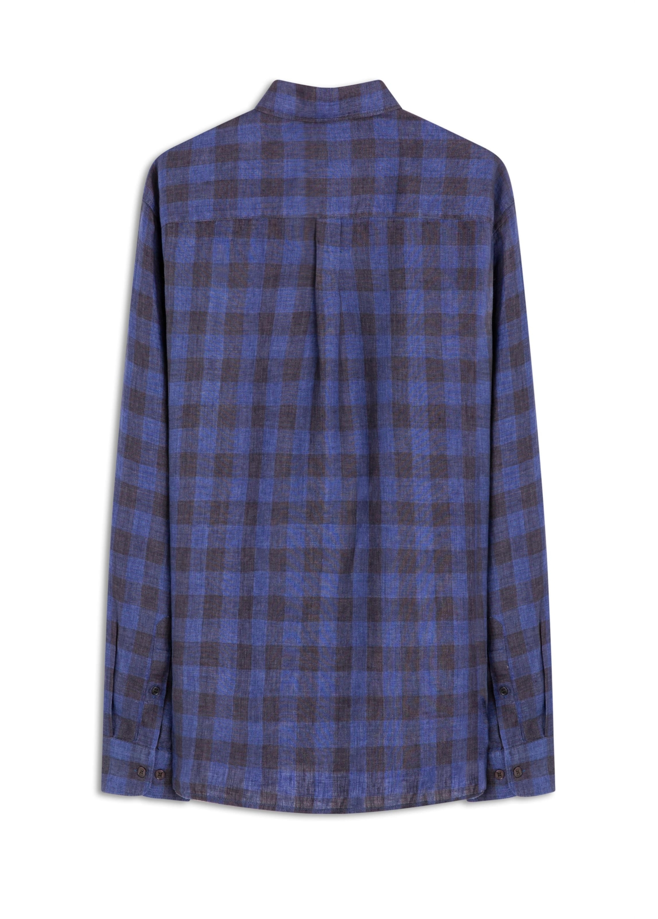 Camisa Xadrez Linen Blend Stone Plaid Azul Bic