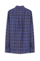 Camisa Xadrez Linen Blend Stone Plaid Azul Bic