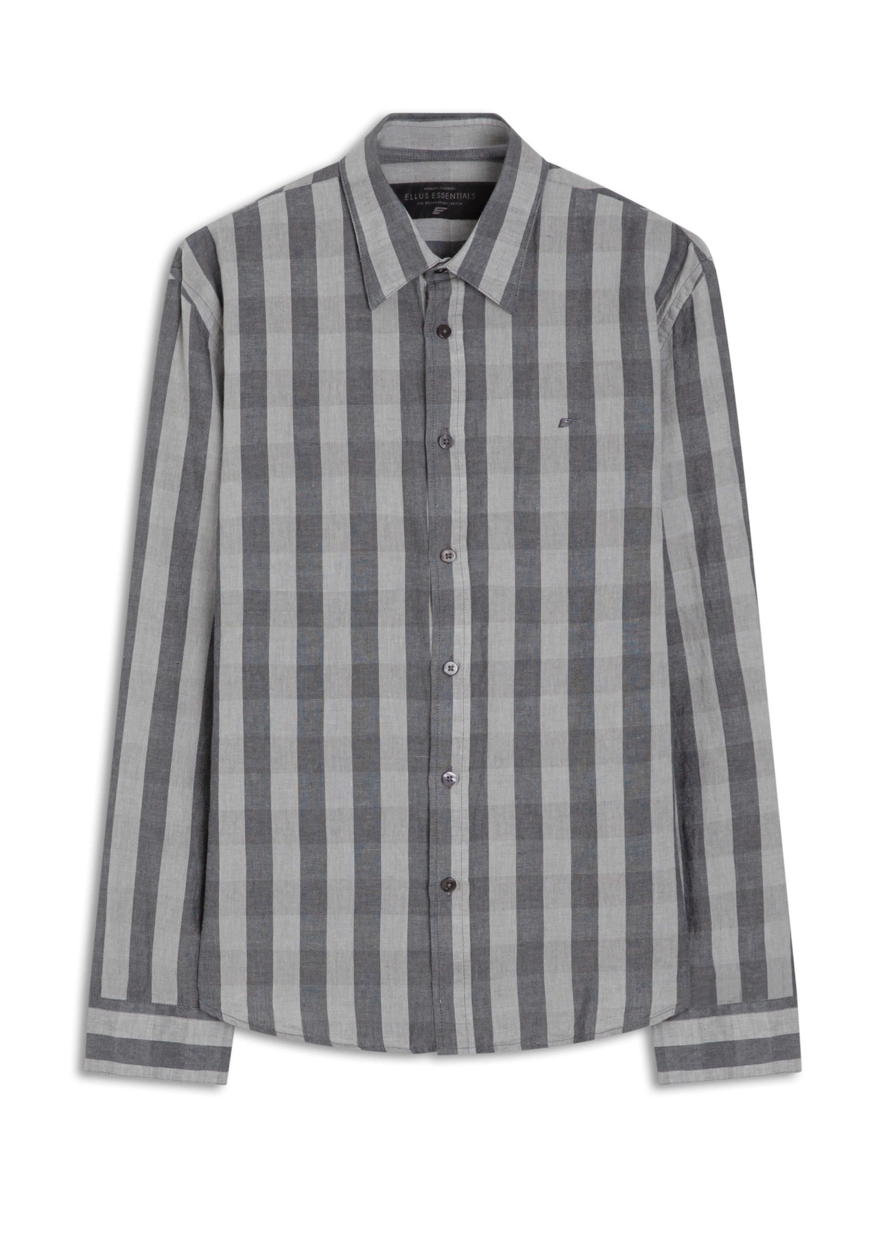 Camisa Xadrez Linen Blend Stone Plaid Grafite