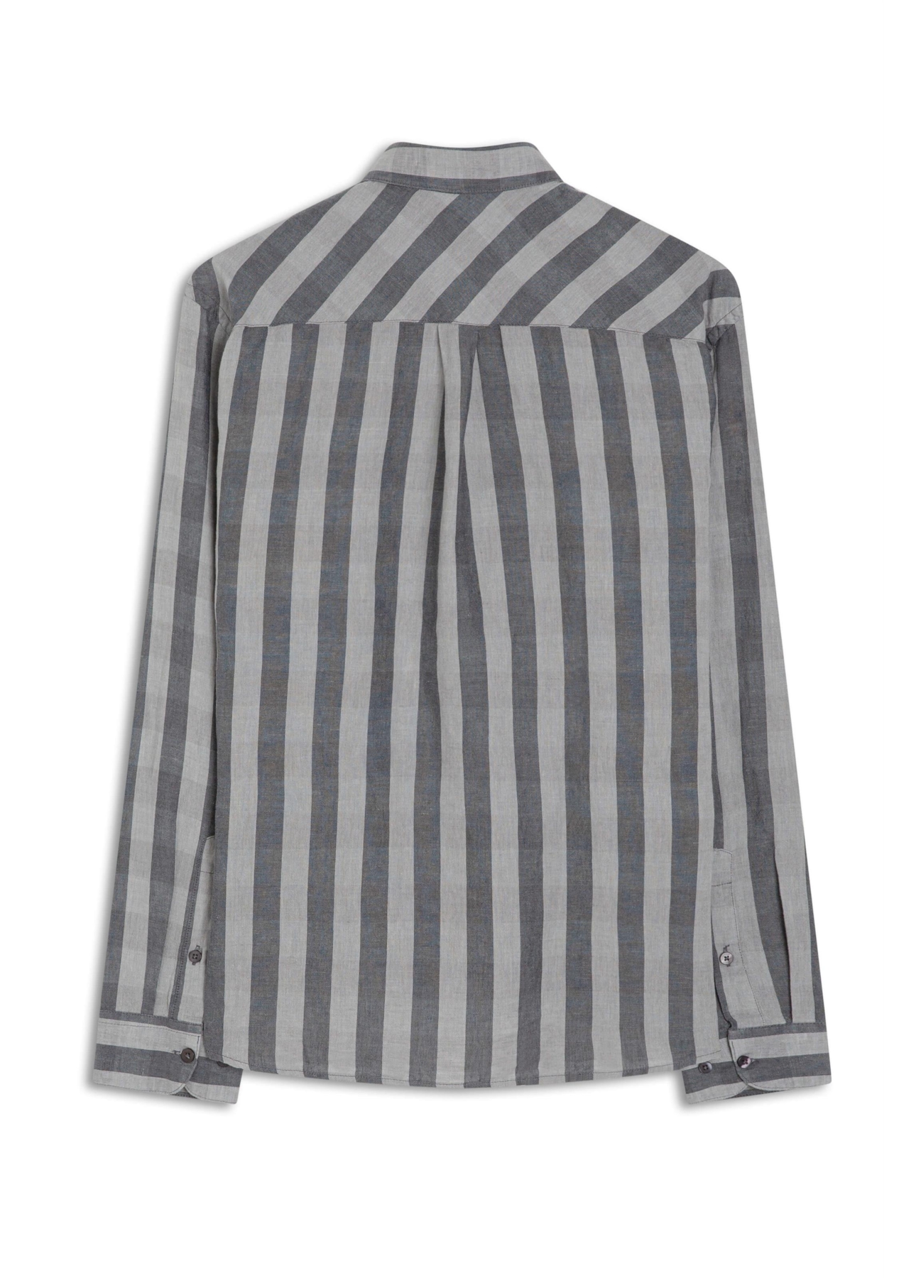 Camisa Xadrez Linen Blend Stone Plaid Grafite