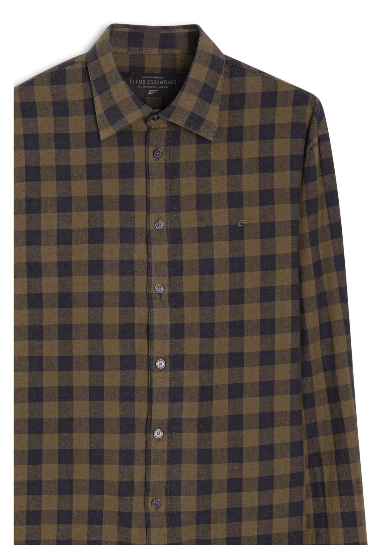 Camisa Xadrez Linho Blend Ground Plaid Tabaco