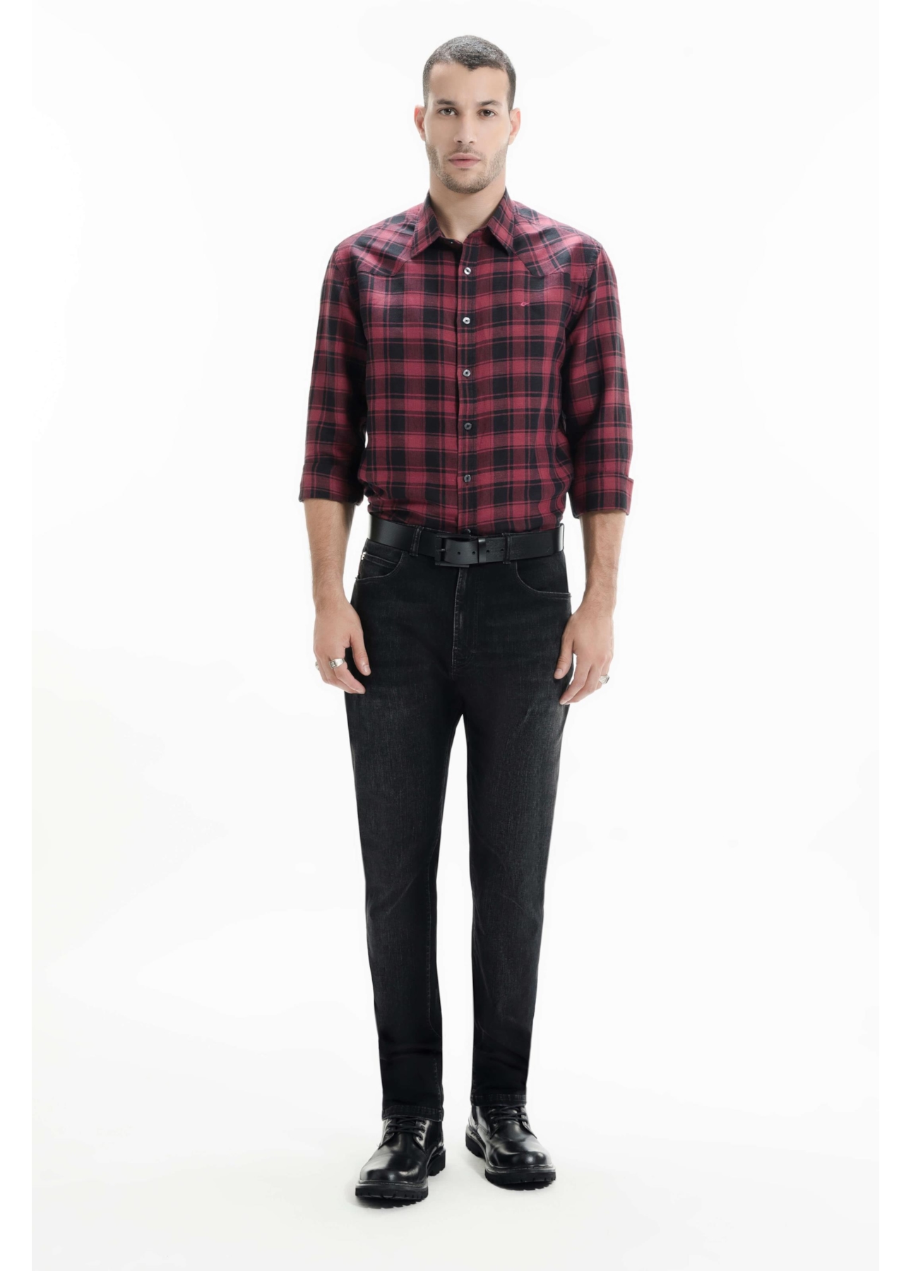 Camisa Xadrez Linho Blend Madra Bordeaux