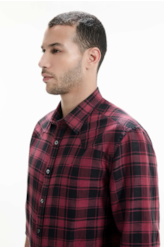 Camisa Xadrez Linho Blend Madra Bordeaux