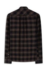 Camisa Xadrez Linho Madra Palid Dark Brown