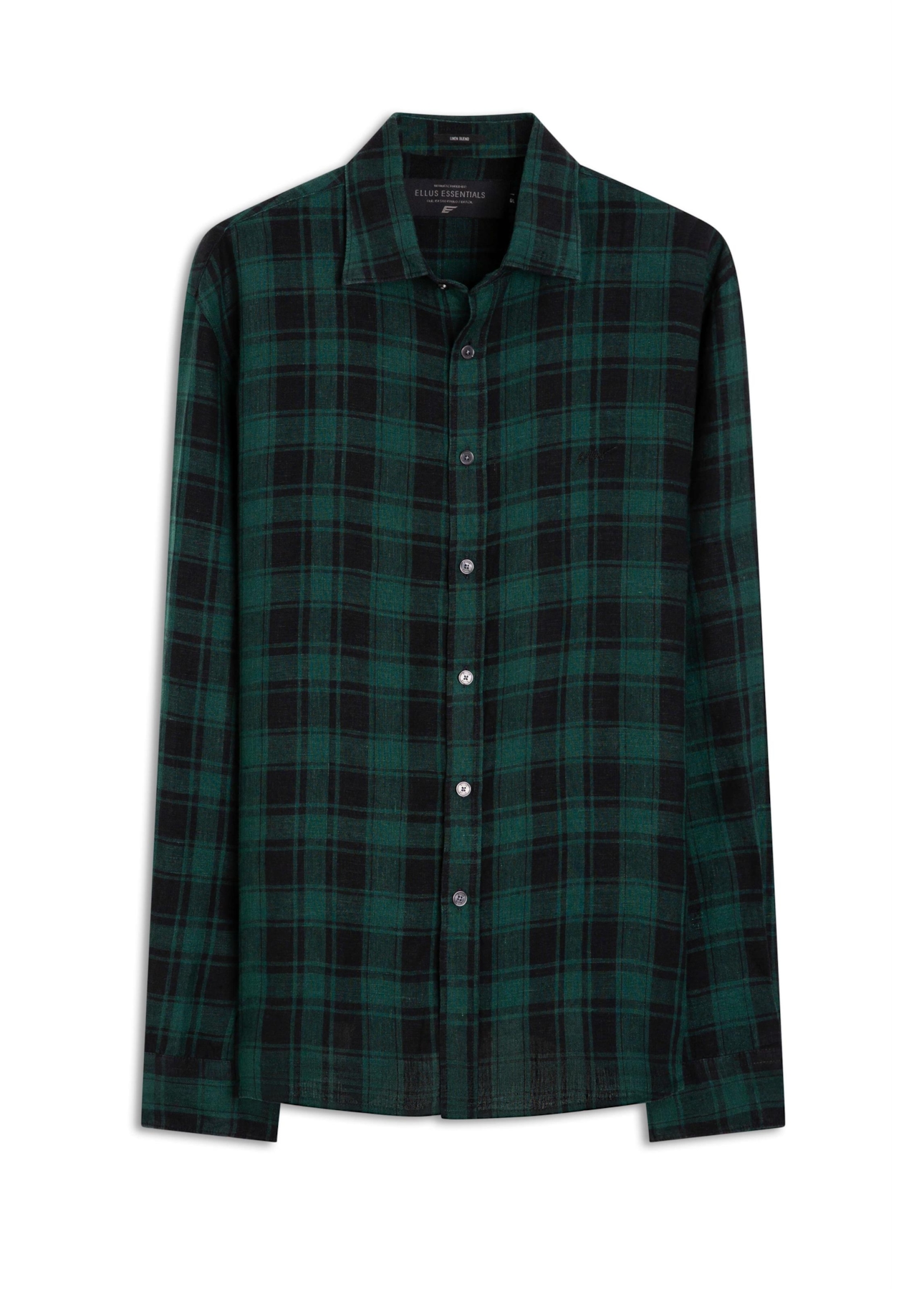 Camisa Xadrez Linho Madra Palid Verde Escuro