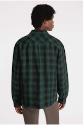 Camisa Xadrez Linho Madra Palid Verde Escuro