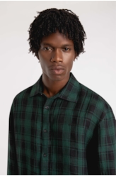 Camisa Xadrez Linho Madra Palid Verde Escuro