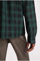 Camisa Xadrez Linho Madra Palid Verde Escuro