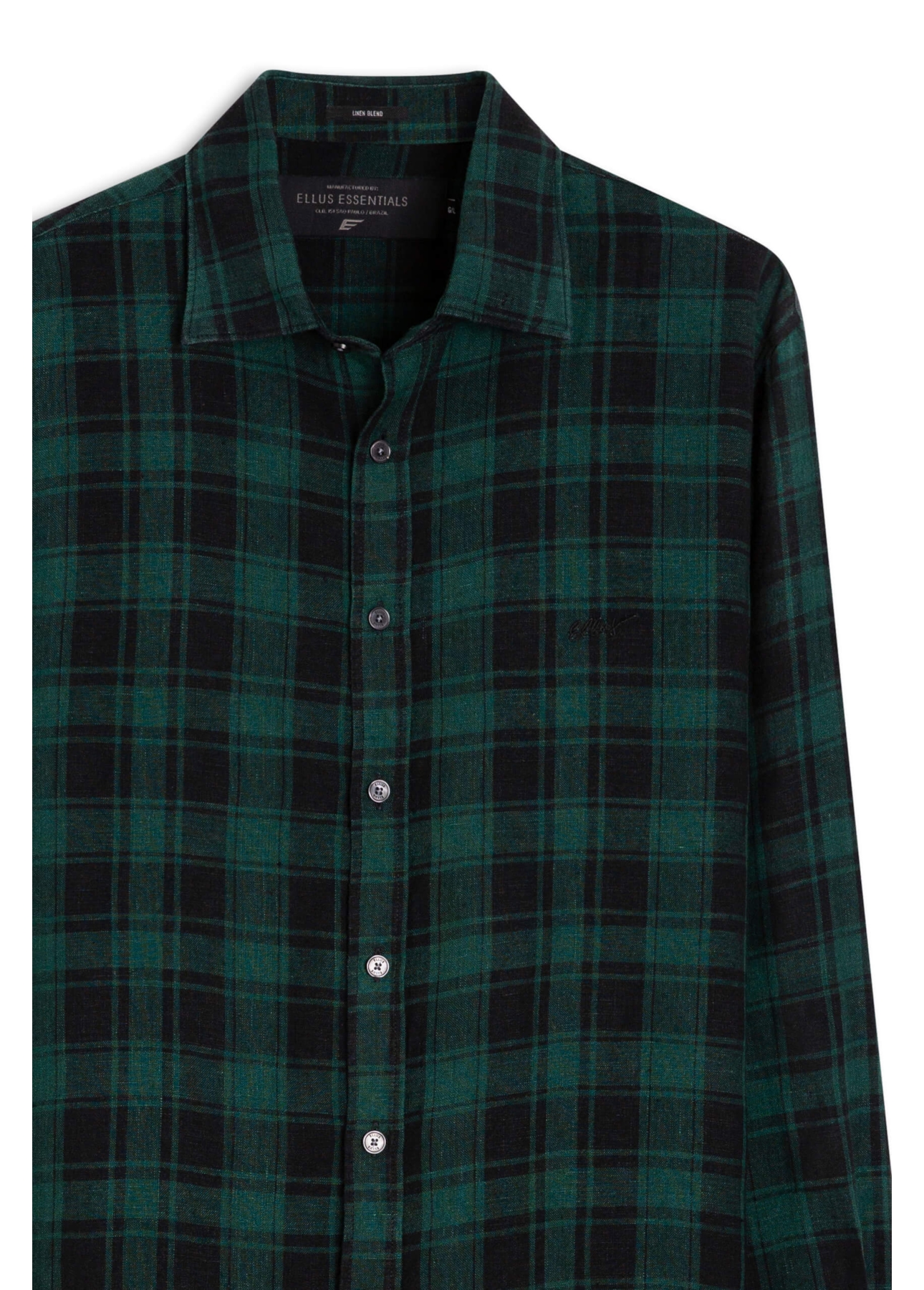 Camisa Xadrez Linho Madra Palid Verde Escuro